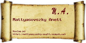 Mattyasovszky Anett névjegykártya